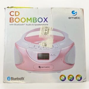 Ematic CD BoomBox with Bluetooth Audio & Speakerphone - PINK  (EBB9224PN)